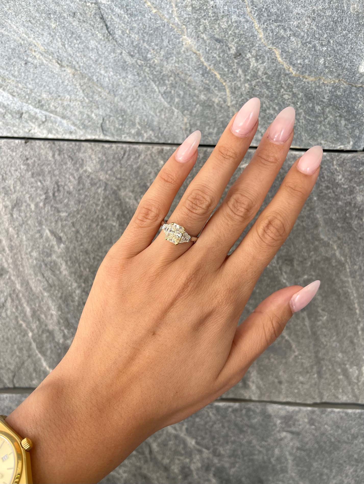 GIA Polar Bear Diamond 2.21 Carat Trilogy Engagement Ring