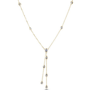 Drop Necklace Featuring 0.45 Carat TW Bezel Set Diamonds in 18K Yellow Gold