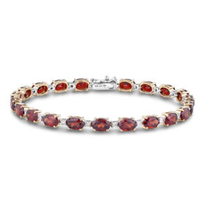 Garnet And Canadian Diamond Tennis Bracelet In Yellow And White Gold