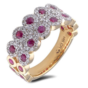 Ruby And Diamond Wide Anniversary Ring In 14K Yellow Gold