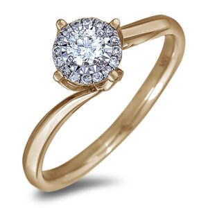 Halo Engagement Twisted Ring Set With Canadian Diamond In Yellow Gold