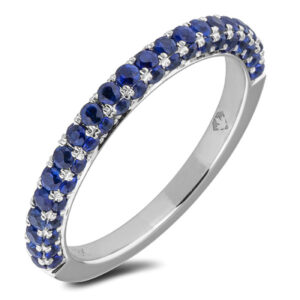 Sapphire Wedding Band In 18K White Gold