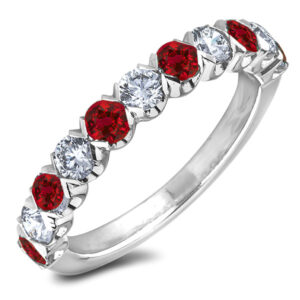 Ruby And Diamond Anniversary Ring In 14K White Gold