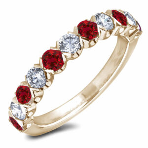 Ruby And Diamond Anniversary Ring In 14K Yellow Gold