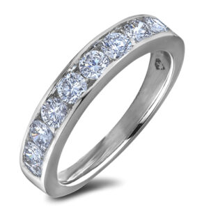 Channel Set Canadian Diamond Anniversary Ring In 14K White Gold