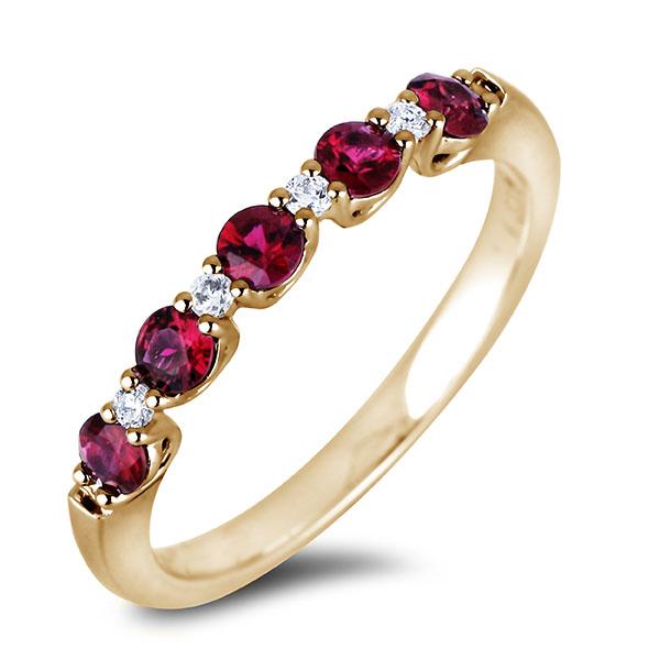 Ruby And Diamond Anniversary Ring In 14K Yellow Gold