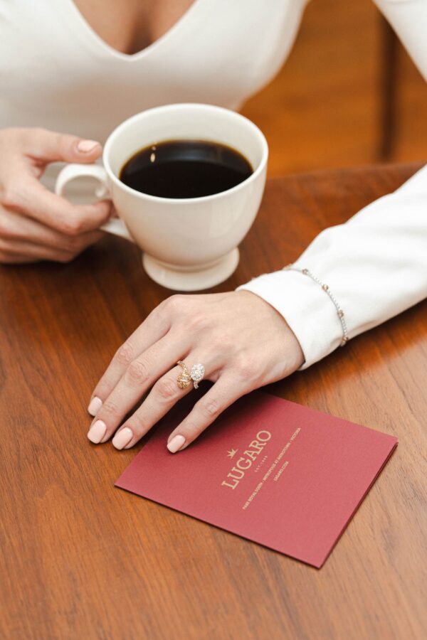 Canadian Diamond Halo You and Me Ring In 18K White And Rose Gold