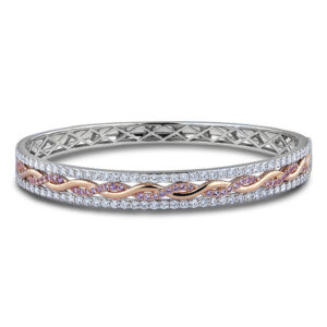 Diamonds And Pink Sapphire Weave Bracelet In 18K White and Rose Gold