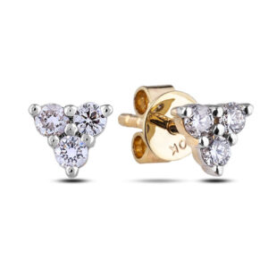 0.24 Carat TW Three Stone Diamond Stud Earrings In Yellow Gold