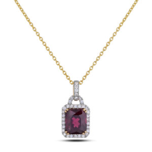 Garnet And Diamond Halo Enhancer Pendant In 14K Gold