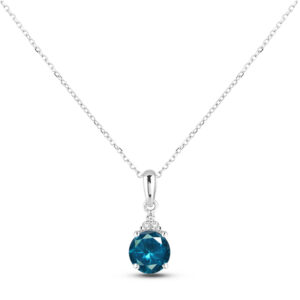 London Blue Topaz And Diamond Dainty Pendant In White Gold