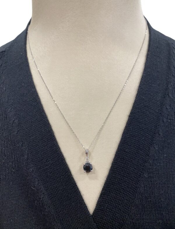 London Blue Topaz And Diamond Dainty Pendant In White Gold