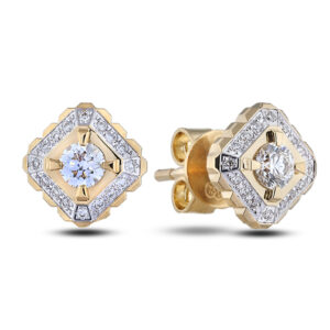 De Beers Forevermark 0.32 Carat TW Diamond Vintage Style Studs Earrings in 18K Yellow Gold