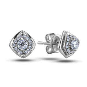De Beers Forevermark Diamond Halo Square Earrings in 18K White Gold