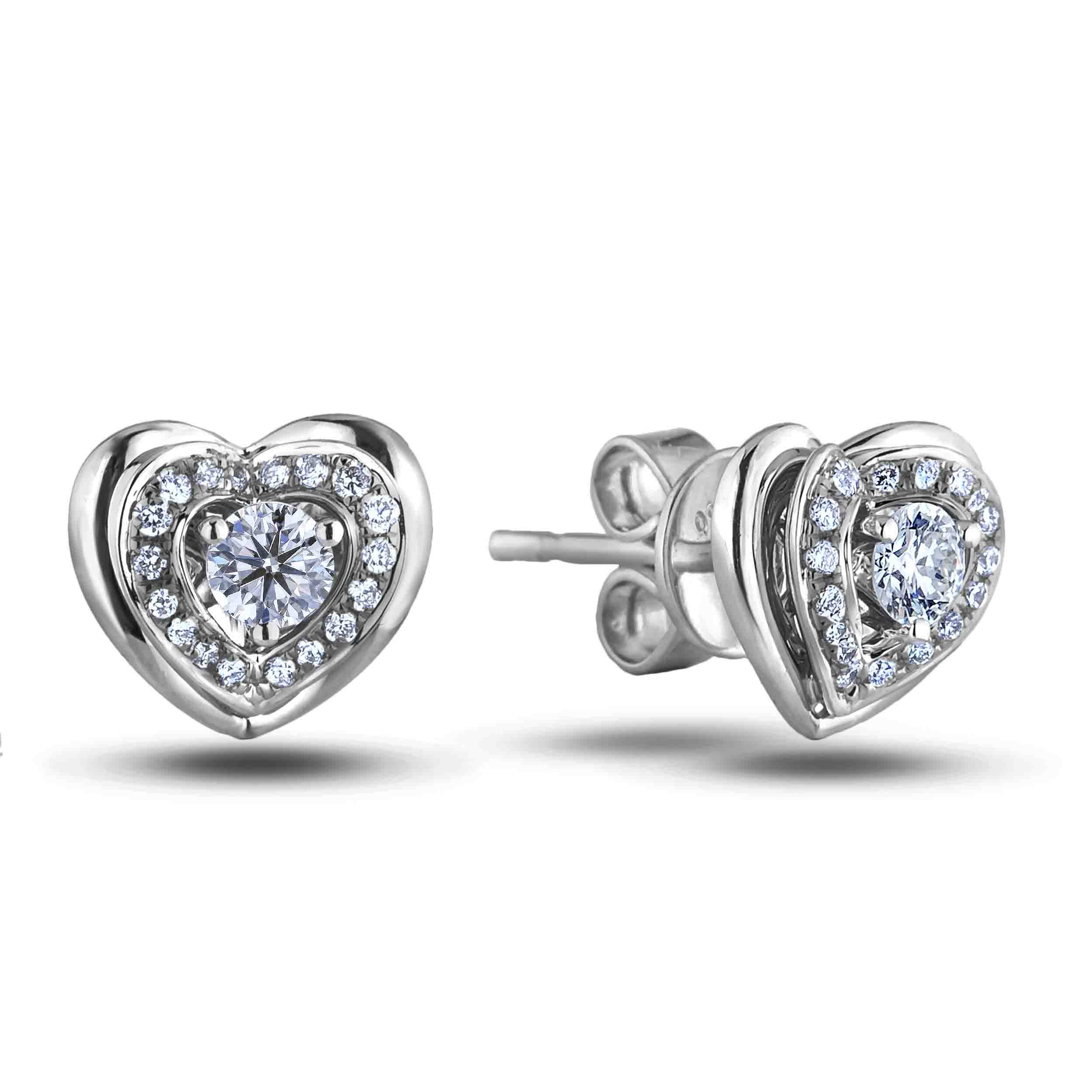 De Beers Forevermark Diamond Heart Halo Stud Earrings