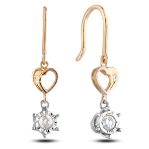 Miracle Setting Diamond Dangle Hook Earrings in White and Yellow Gold