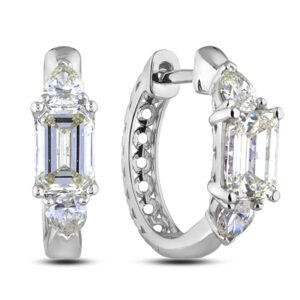 Emerald Cut 2.03 Carat TW Canadian Diamond Hoop Earrings in 18K White Gold