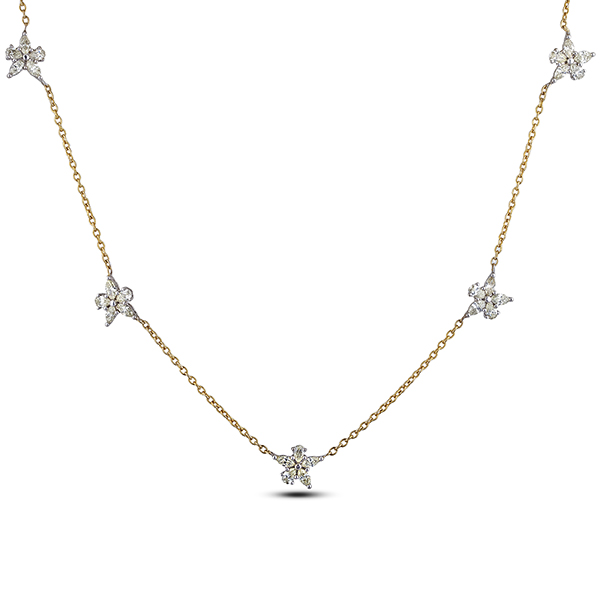 Flower Necklace With 3.15 CTW Canadian Diamond in 14K Gold