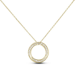 Circle Necklace Set With Canadian Diamond In Yellow Gold