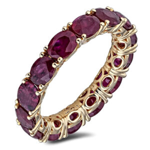 Eternity Anniversary Ring Set With 6.00 Carat TW Ruby In 14K Yellow Gold