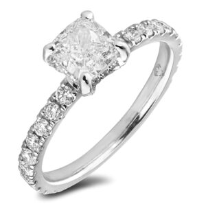 Cushion Cut GIA Certified Diamond With Hidden Halo Engagement Ring in 18K White Gold | 1.38 Carat TW