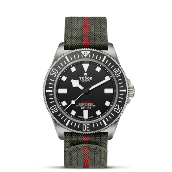 TUDOR Pelagos FXD Titanium Case Black Matte Dial Forest Green Fabric Strap 42 mm M25717N-0001