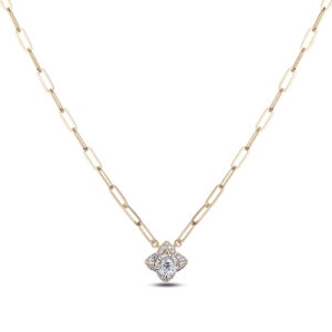 De Beers Forevermark Diamond Star Halo Necklace with Paperclip Chain in 18K Yellow Gold