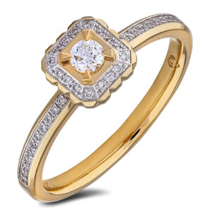 De Beers Forevermark Diamond Vintage Style Ring in 18K Yellow Gold