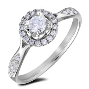 De Beers Forevermark Diamond Halo Dainty Engagement Ring in 18K White Gold