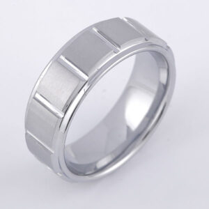 Men's Grooved Tungsten Wedding Band