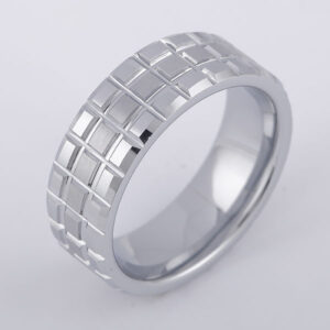 Men's Square Grooved Tungsten Wedding Band