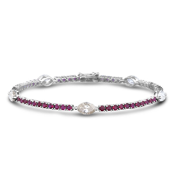 Oval Ruby Bracelet with Diamonds in White Gold | New York Jewelers Chicago