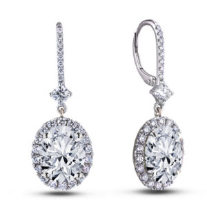 Oval Cut 2.04 Carat TW Canadian Diamond Dangle Earrings In 14K White Gold