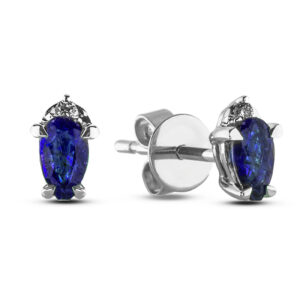 Pear Shaped Sapphire And Diamond Stud Earrings In White Gold