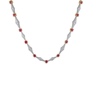 Embedded 3.90 Carat TW Ruby And 1.73 Carat TW Diamond Necklace In 18K Gold