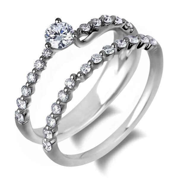 De Beers Forevermark Diamond Dainty Engagement Ring with Accents in 18K White Gold