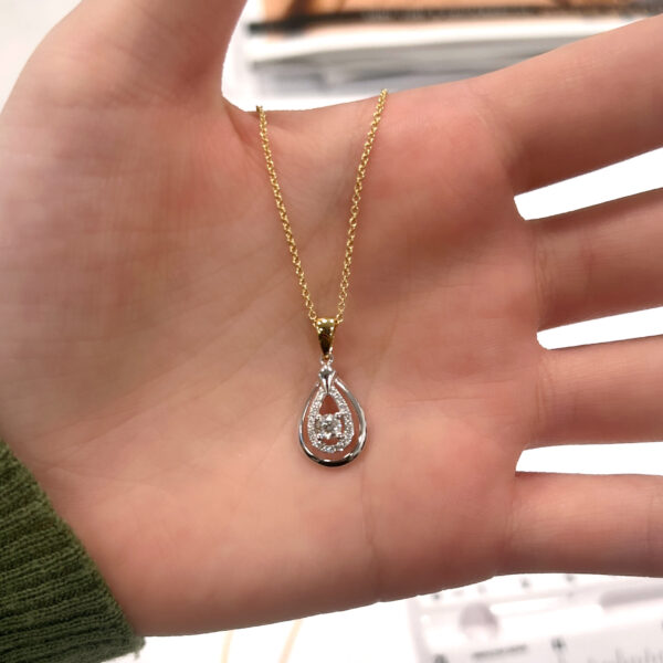 De Beers Forevermark Diamond Pear Shaped Pendant In 18K White And Yellow Gold