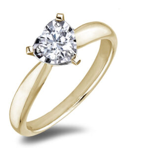 De Beers Forevermark Diamond Heart Shape Miracle Setting Solitaire Ring in 18K White And Yellow Gold