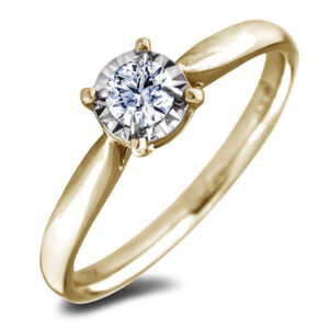 De Beers Forevermark Diamond Miracle Setting Solitaire Ring in 18K White And Yellow Gold