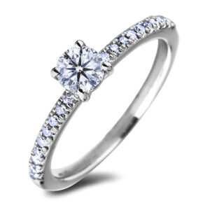 De Beers Forevermark 0.55 Carat Diamond Engagement Ring with Diamond accents in 18K White Gold