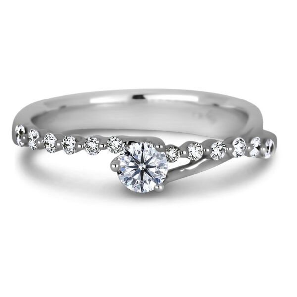 De Beers Forevermark Diamond Dainty Engagement Ring with Accents in 18K White Gold