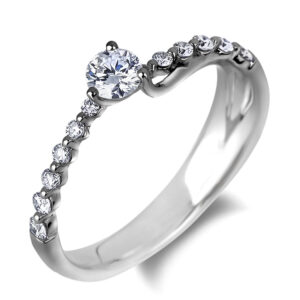 De Beers Forevermark Diamond Dainty Engagement Ring with Accents in 18K White Gold