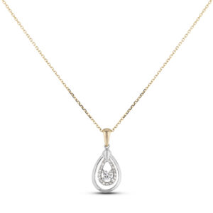 De Beers Forevermark Diamond Pear Shaped Pendant In 18K White And Yellow Gold