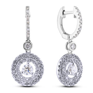 De Beers Forevermark Halo Dangle Earrings in 18K White And Yellow Gold