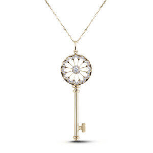 Diamond Key Pendant In Yellow Gold