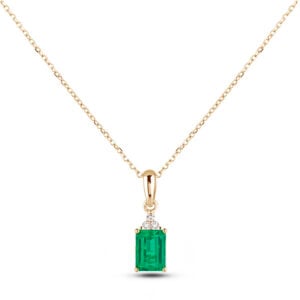 Fine Emerald And Canadian Diamond Pendant In Yellow Gold