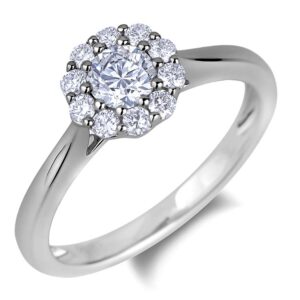 De Beers Forevermark 0.33 Carat Diamond Dainty Flower Halo Engagement Ring in 18K Gold