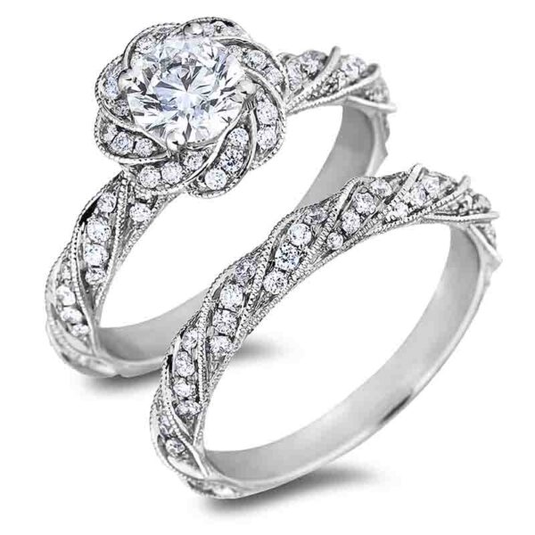 De Beers Forevermark 0.75 Carat Diamond Flower Engagement Ring in 18K White Gold