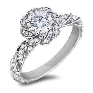 De Beers Forevermark 0.75 Carat Diamond Flower Engagement Ring in 18K White Gold