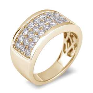 1.01 Carat TW Diamond Triple Row Anniversary Ring in 18K Yellow Gold